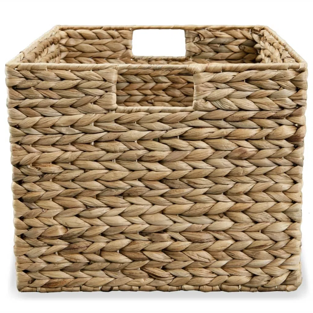 Juego de 3 cestas de jacinto de agua en color marrón con marco de metal, almacenamiento versátil para el hogar, cocina, baño, habitación de los niños, oficina, espacio de almacenamiento