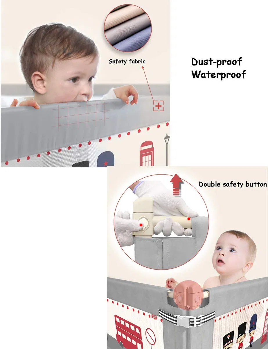 Barandilla de Seguridad Vertical Premium para Cama Infantil con Anclaje Reforzado, Altura Ajustable de 69 a 92 cm, para niños en tamaños Individual, matrimonial, matrimo