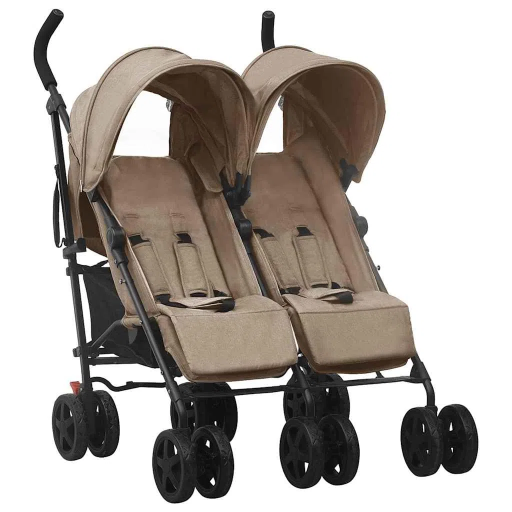 Carrito para hermanos de acero con 12 ruedas, plegable y plegable, con capota, cesta y reposapiés ajustable, compacto para ciudad, terreno, paseo y viajes