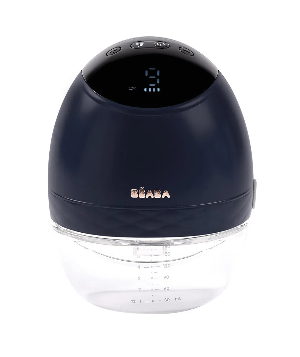 BÉABA, Sacaleche Eléctrico Manos Libres, Ligero, Compacto, 3 Modos, 9 Niveles, 0 Ondas, Silencioso, Gran Capacidad 180mL, Temporizador, Función Memoria, 6 Sesiones, Carga USB C, Azul Noche
