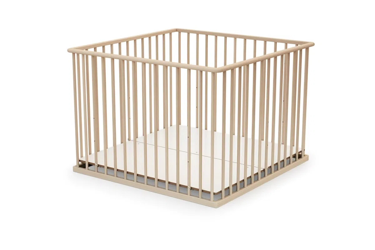 WEBABY - Parque madera fijo de 100 x 100 Haya bruto
