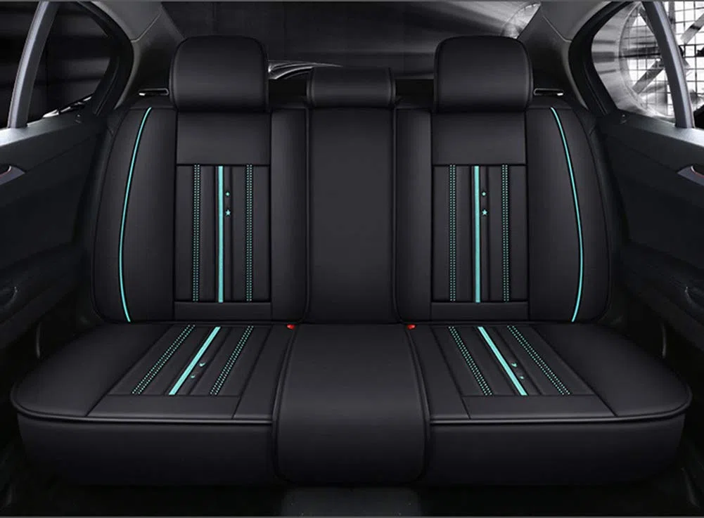 Cubiertas de Asiento de Auto de Cuero de la PU de Lujo Auto Asiento Fundas Fundas de Asiento de Coche de Cuero Protector para Asientos Delanteros y Traseros,Verde,Luxury